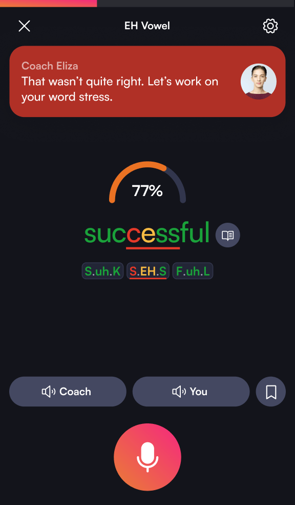 Step 2: BoldVoice instantly analyzes your pronunciation, stress and clarity